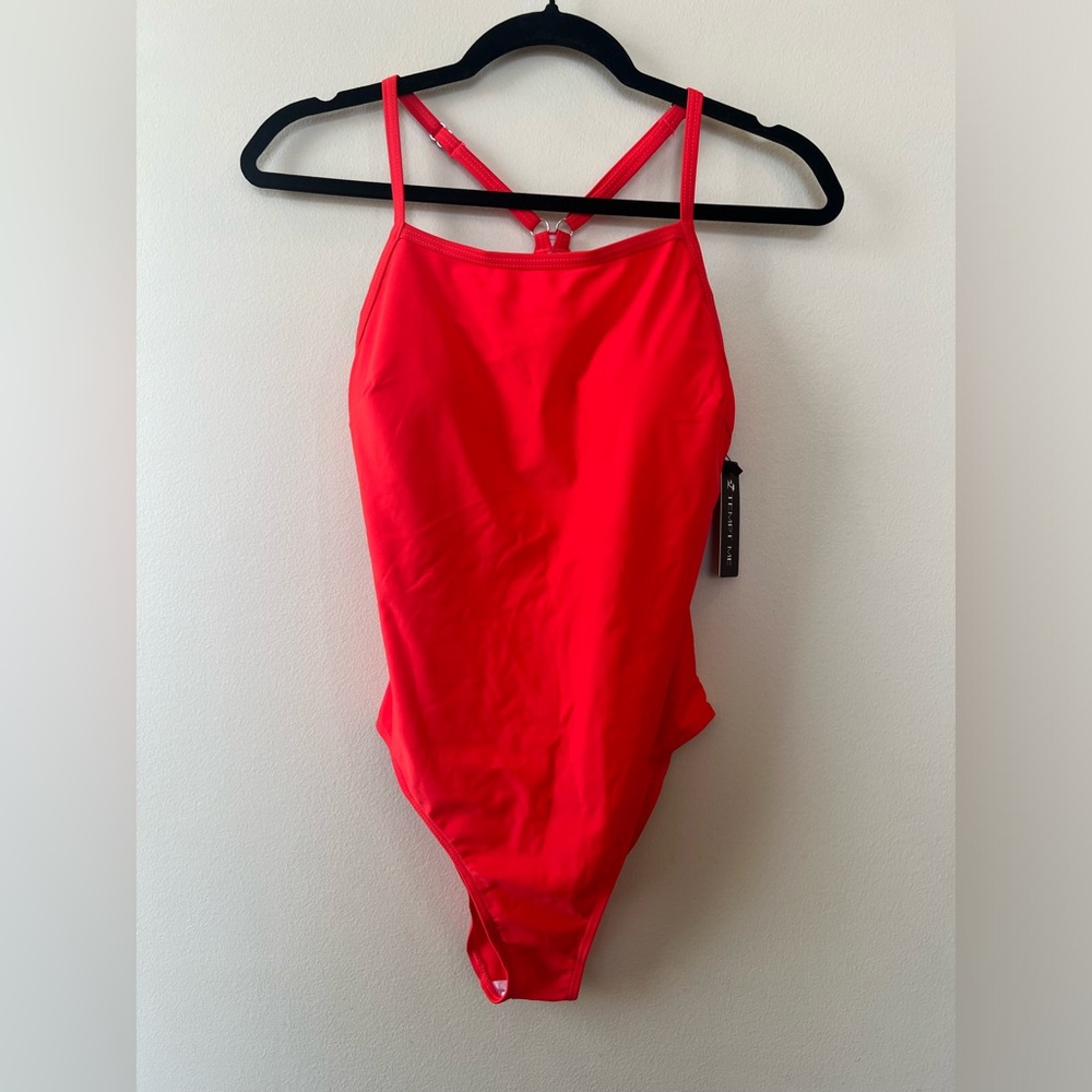 Tempt Me 1 piece swimsuit women’s M cut out racerback red beach solid travel new